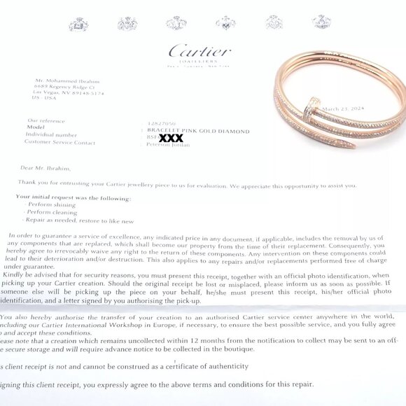 Cartier Juste un Clou Nail 18k Rose Gold Diamond Bangle Bracelet Size 16 Paper - Picture 12 of 13